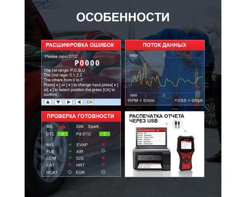 Тестер АКБ и диагностический сканер, поддержка 12В и OBDII Launch BST580D